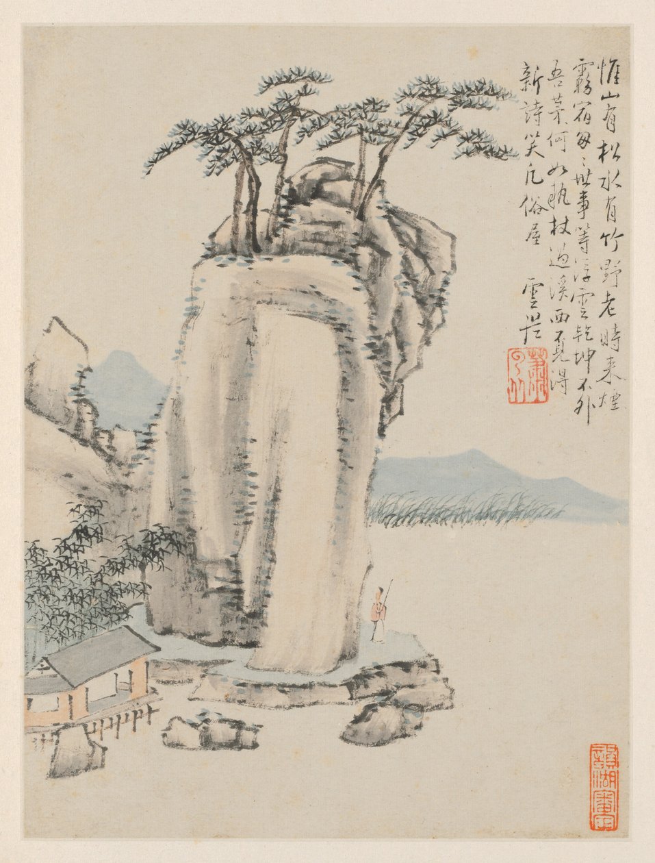 Album pejzaży sezonowych, karta G poprzednia karta 7, 1668. autorstwa Xiao Yuncong