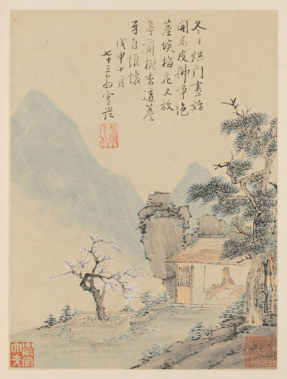 Album Pejzaży Sezonowych, Karta H, poprzednia karta 8, 1668. autorstwa Xiao Yuncong