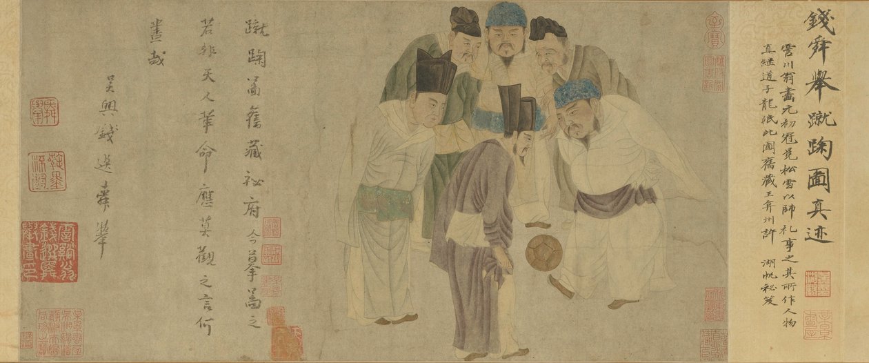 Cuju Scroll (Cesarz Taizu grający w cuju) (kolor na papierze) autorstwa Xuan Qian