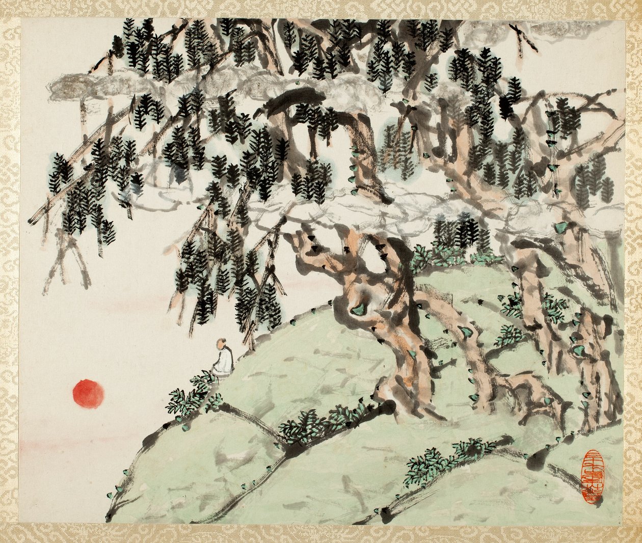 Landscape and Figure, z albumu Landscapes and Calligraphy dla Liu Songfu 山水册页 autorstwa Xugu