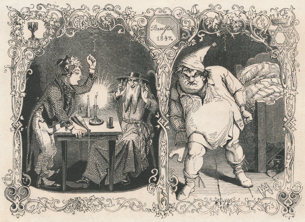 Gambrinus podsłuchuje Bachusa i Noego autorstwa Xylographie