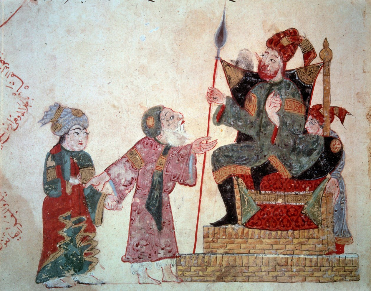 Wędrujący Nawigator Abu-Zayd (Abu Zayd, Abu Zayd) i jego syn przed gubernatorem) oświeceni przez Yahyę Mahmuda al-Wasiti (al-Wasiti) i autorstwa Yahya ibn Mahmud Al Wasiti