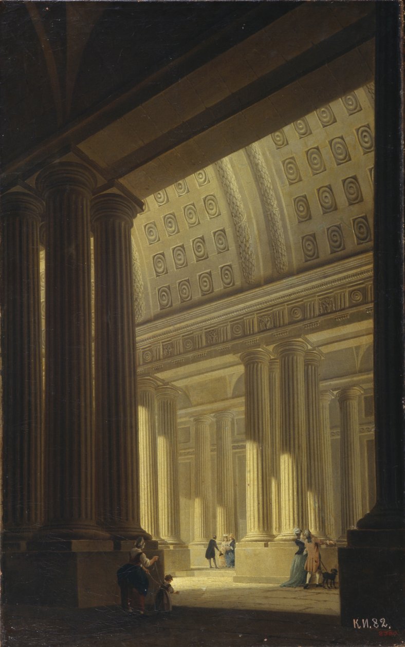 Widok wnętrza świątyni. Przedsionek dorycki, 1781 r. autorstwa Yakov Gerasimovich Farafontyev