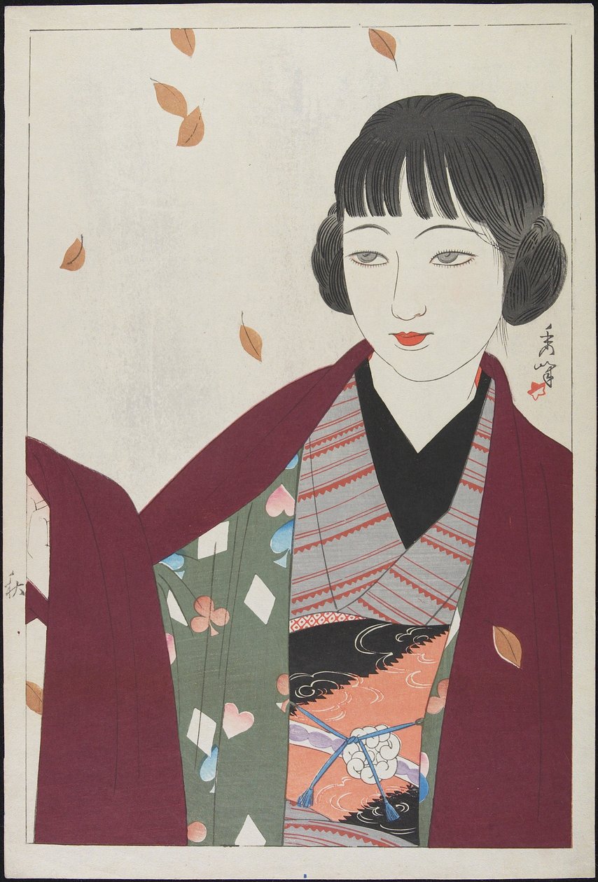 Jesień 1936 (kolorowy drzeworyt) autorstwa Yamakawa Shuho