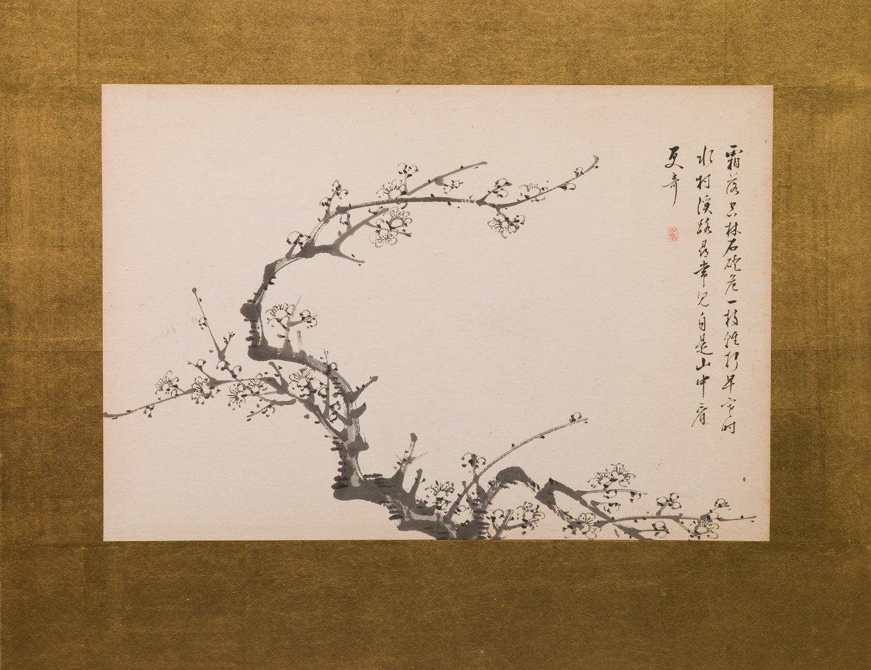 Kwiaty śliwy, składany ekran, panel 3 z 4, okres Edo 1844 (tusz na papierze) (zobacz także 752778-82) autorstwa Yamamoto Baiitsu