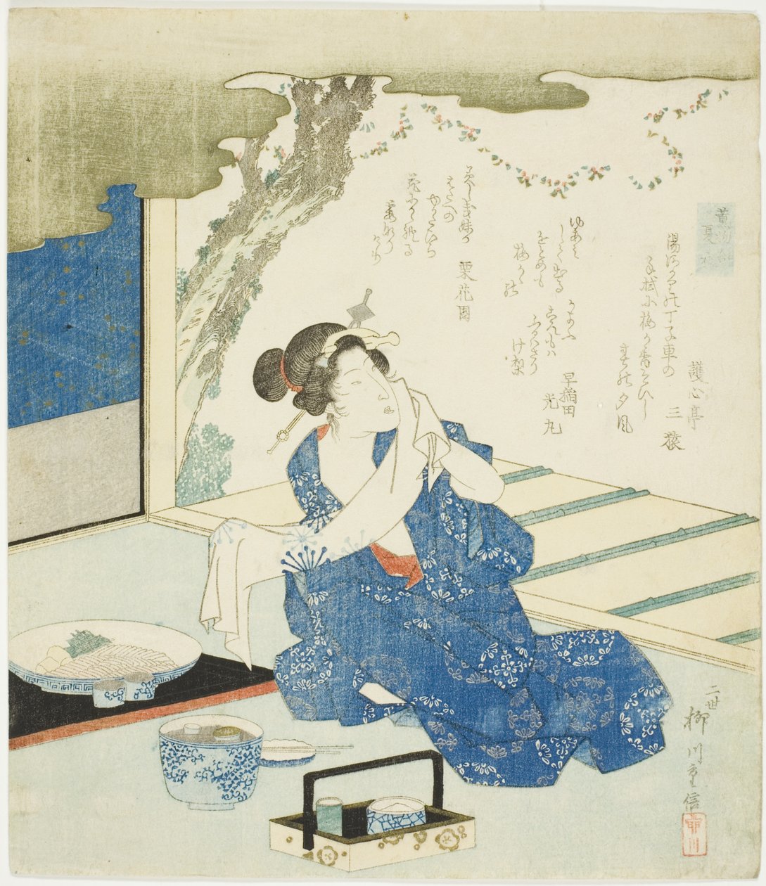 Letnie szaty (Natsugoromo), z serii „Porównanie kadzideł (Takimono awase)” autorstwa Yanagawa Shigenobu II