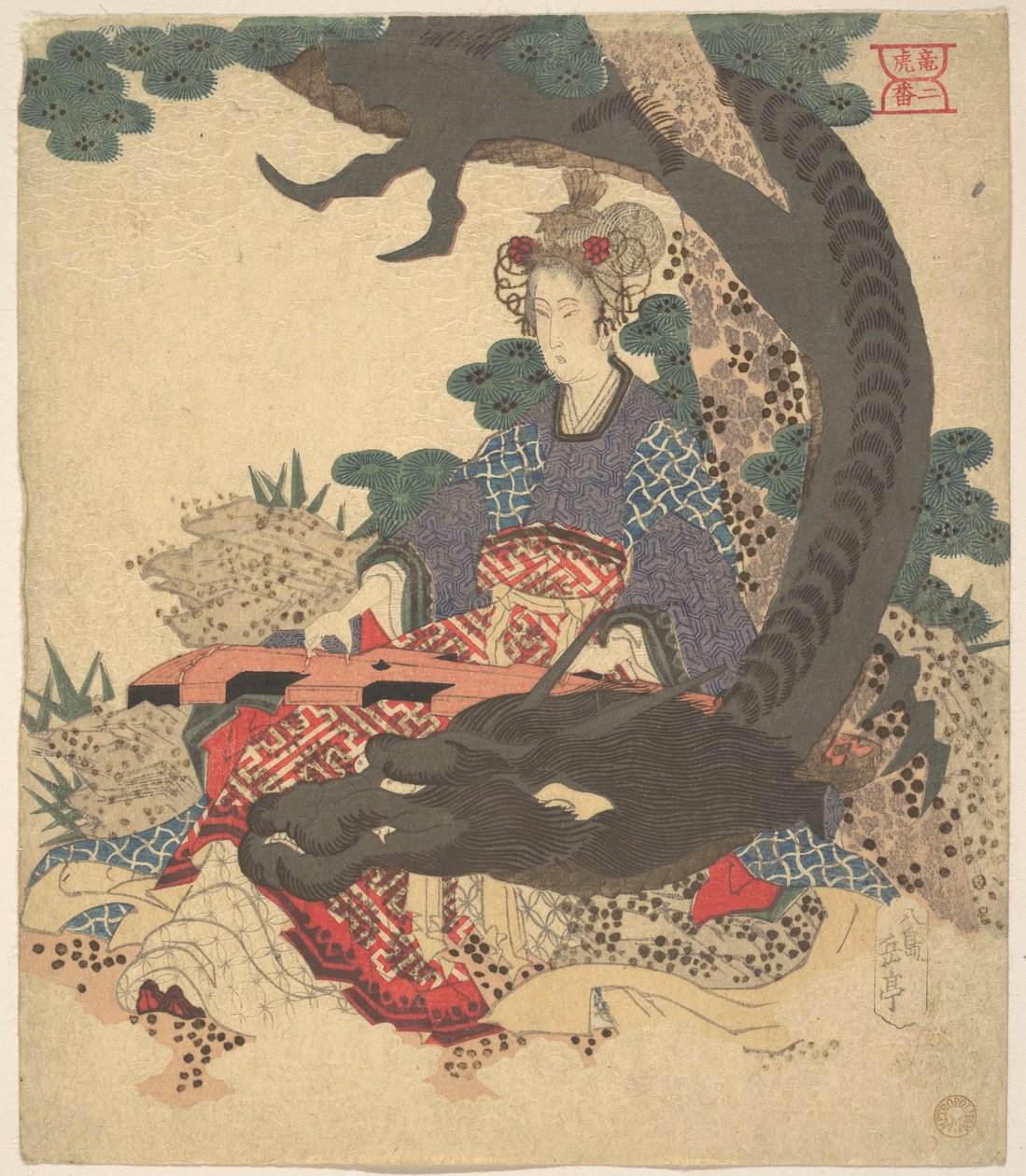 Benzaiten i smok autorstwa Yashima Gakutei