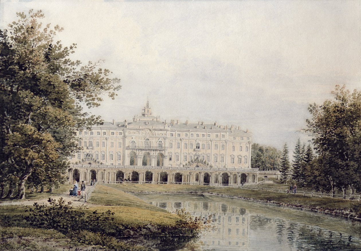 Widok Wielkiego Pałacu Strelna koło Petersburga, 1841 autorstwa Yegor Yegorovich Meier