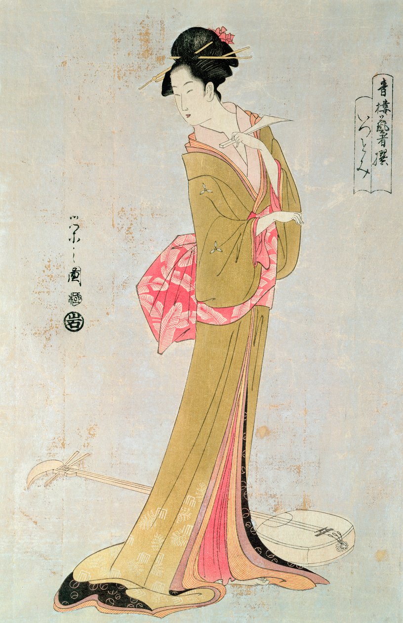 Portret Japonki (kolorowy drzeworyt) autorstwa Yeishi
