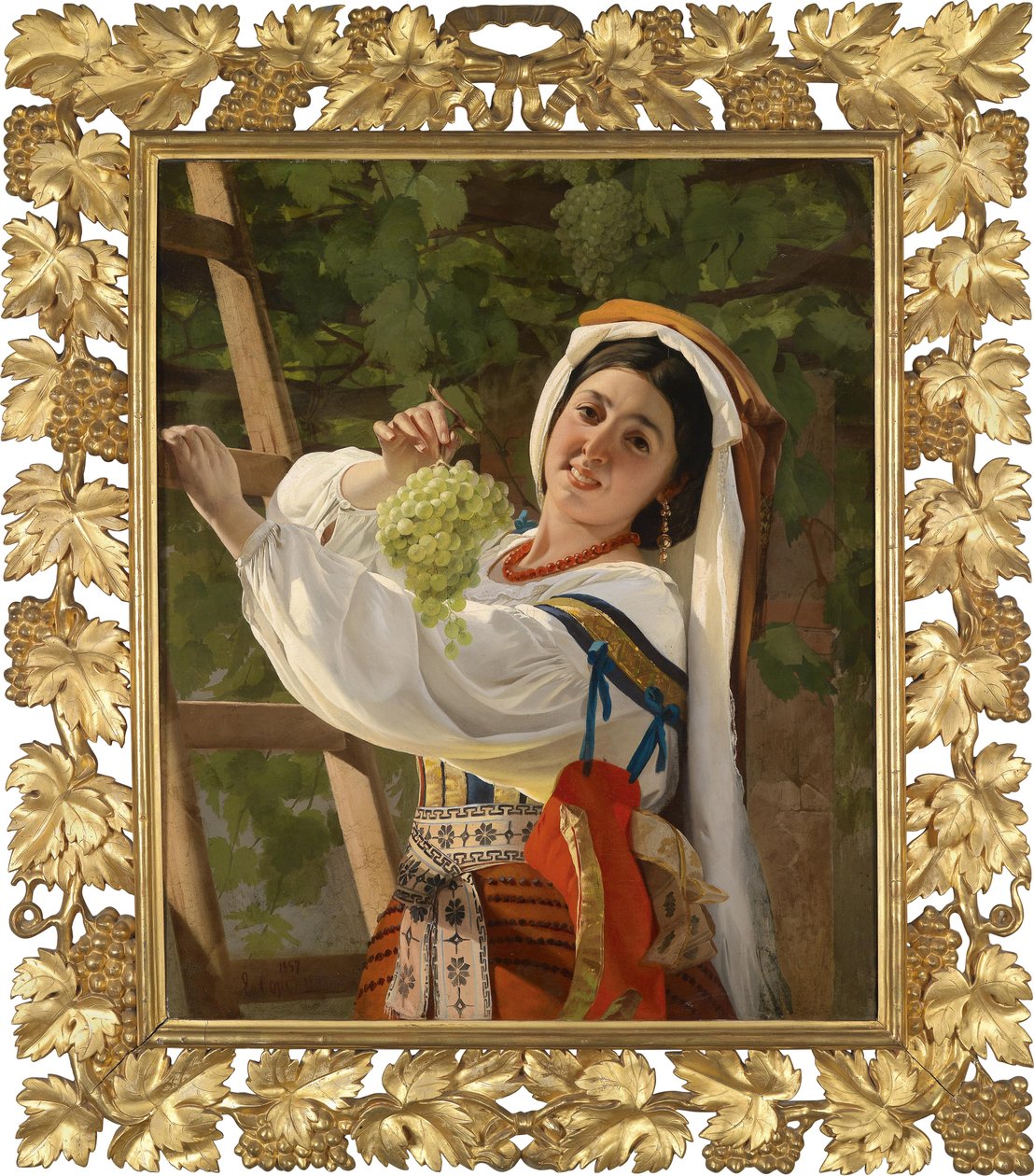 Roześmiana dziewczyna w sukience z południowych Włoch, 1857 autorstwa Yevgraf Semyonovich Sorokin