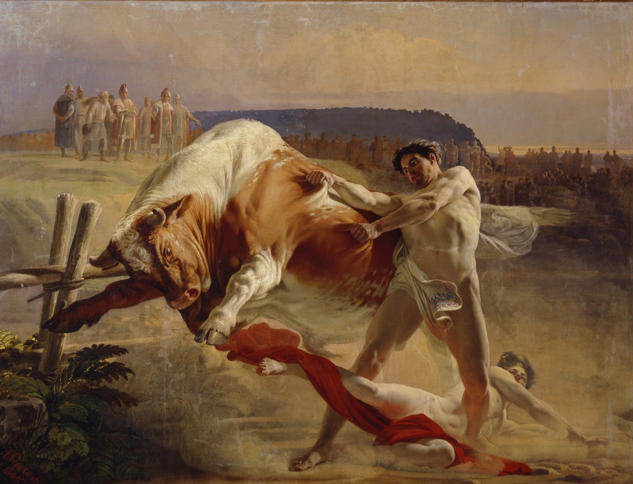 Próba siły Jana Usmovetsa, 1849 autorstwa Yevgraf Semyonovich Sorokin