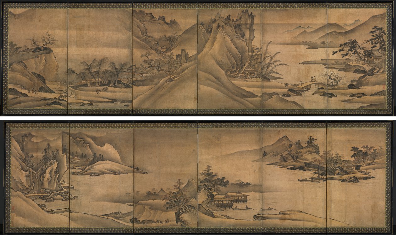 Krajobraz czterech pór roku autorstwa Yi Sumun (Korean, b. c. 1404)