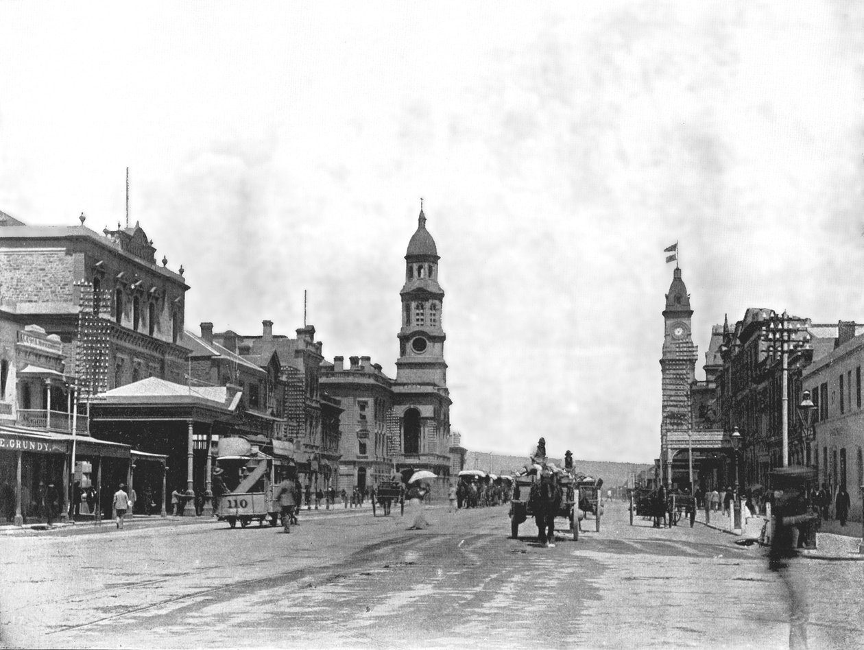 King William Street patrząc na południe, Adelajda, Australia, 1895. autorstwa York and Son
