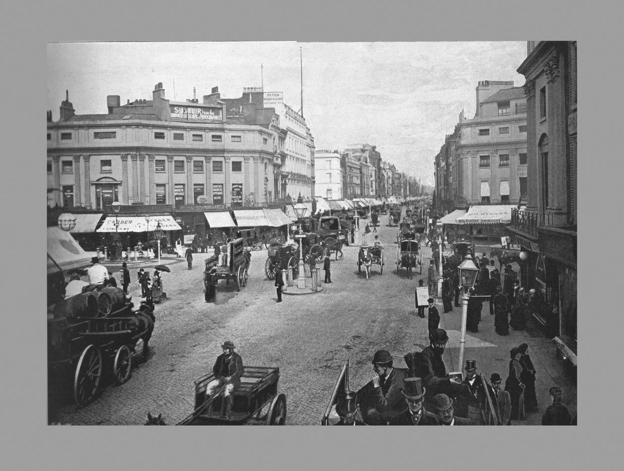 Regent Circus i Oxford Street, patrząc na wschód, ok. 1900 autorstwa York and Son