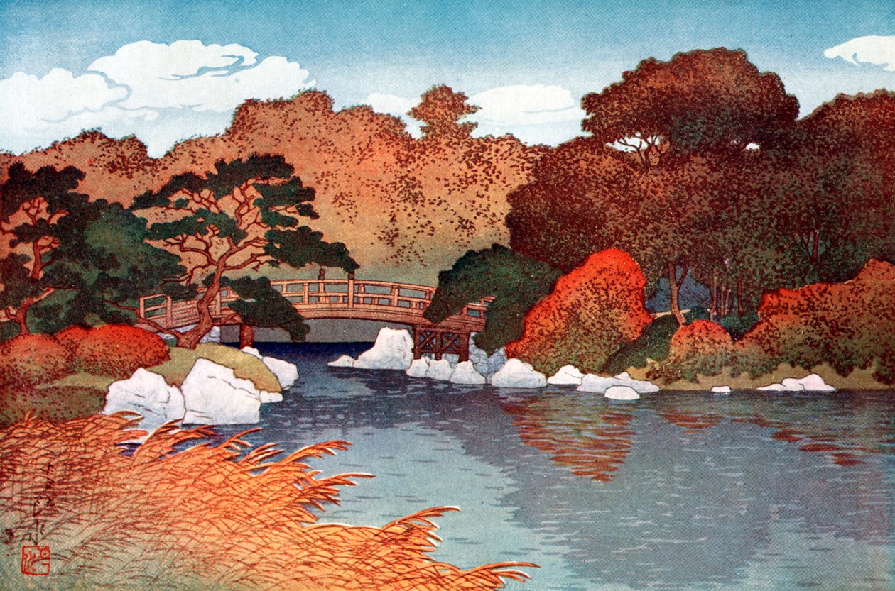 Jesień w Ogrodzie Stu Kwiatów w Muko-Jima, ok. 1900-1950. autorstwa Yoshida Hiroshi