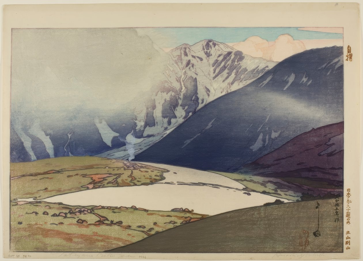 Tateyama Betsuzan, z serii „Dwanaście scen Alp Japońskich” autorstwa Yoshida Hiroshi