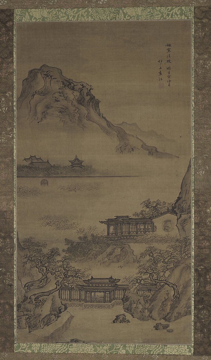 Jasny i chłodny poranek, dynastia Qing, 1722 (atrament i kolor na jedwabiu) autorstwa Yuan Jiang