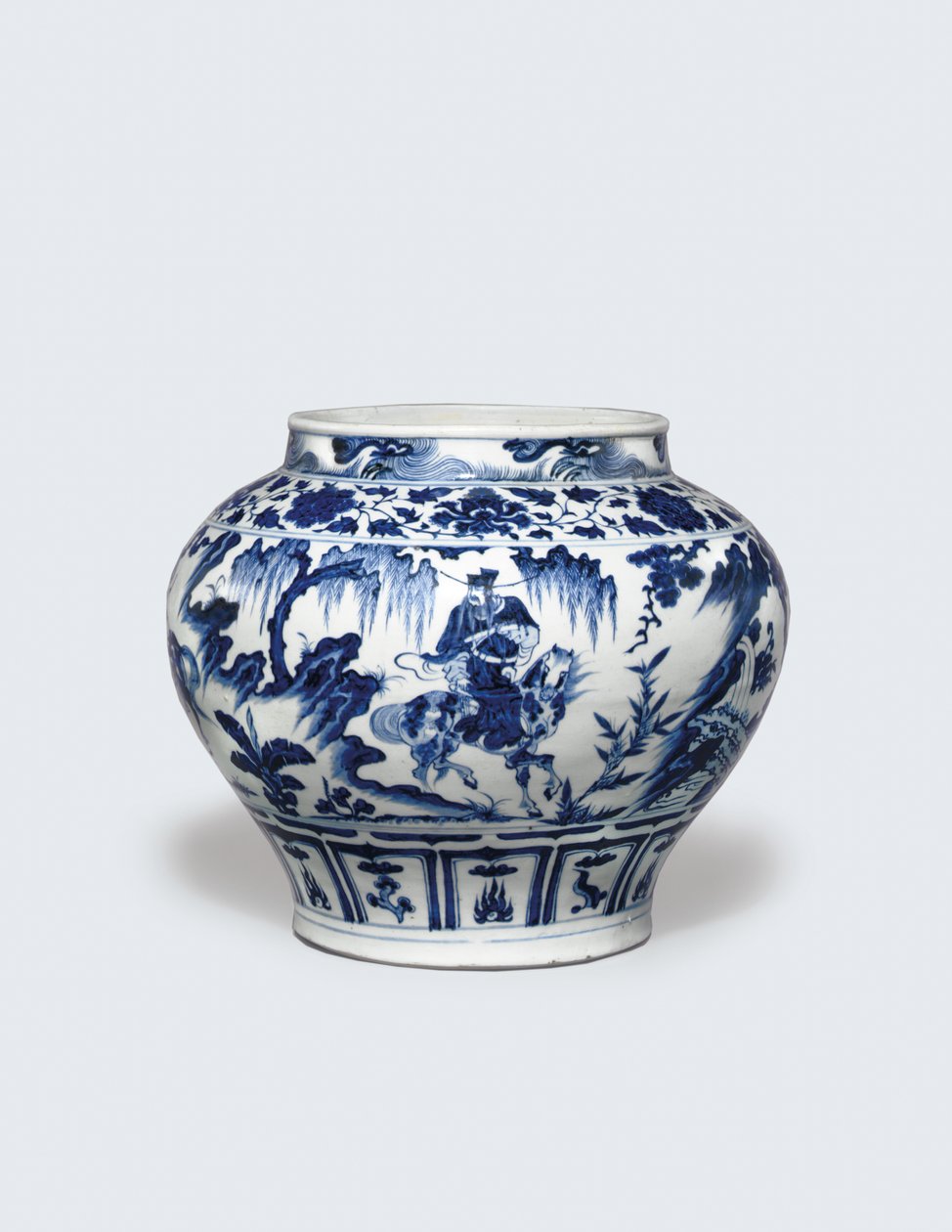 Wyjątkowo rzadki i ważny niebiesko-biały słoik Guan autorstwa Yuan Dynasty Chinese School