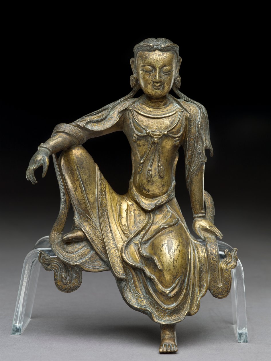 Bodhisattwa Avalokiteśwara, dynastia Yuan (brąz złocony) (patrz także 119004) autorstwa Yuan Dynasty Chinese School