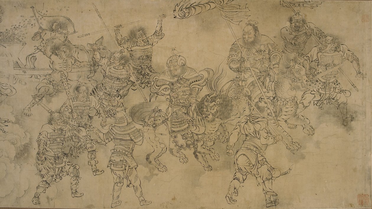 Orszak Ministra Wody, koniec XIII-początek XIV wieku (tusz na papierze) autorstwa Yuan Dynasty Chinese School