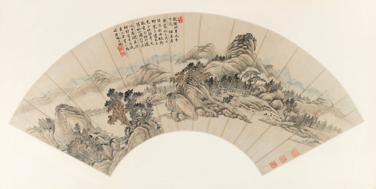 Jesienne Góry dla Jichang (Chi-ch-ang), 1739 (tusz i kolor na papierze) autorstwa Yudong Tang Dai