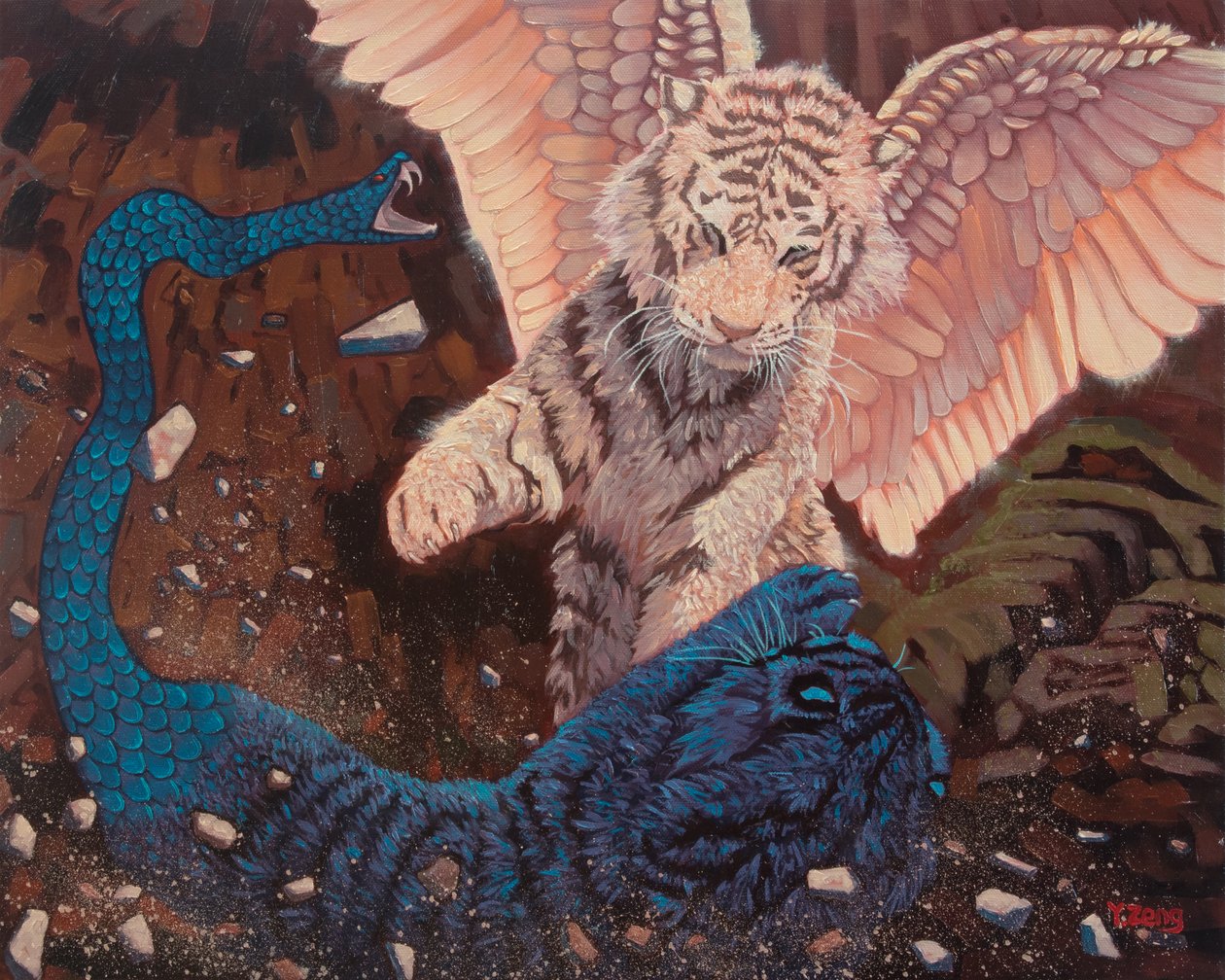 Anioł i Demon, 2023 (olej na płótnie autorstwa Yue Zeng