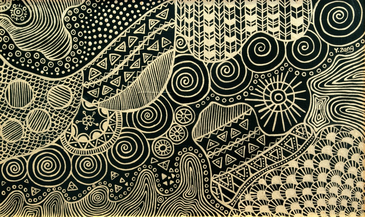 Gold doodle, 2023 (olej na płótnie) autorstwa Yue Zeng