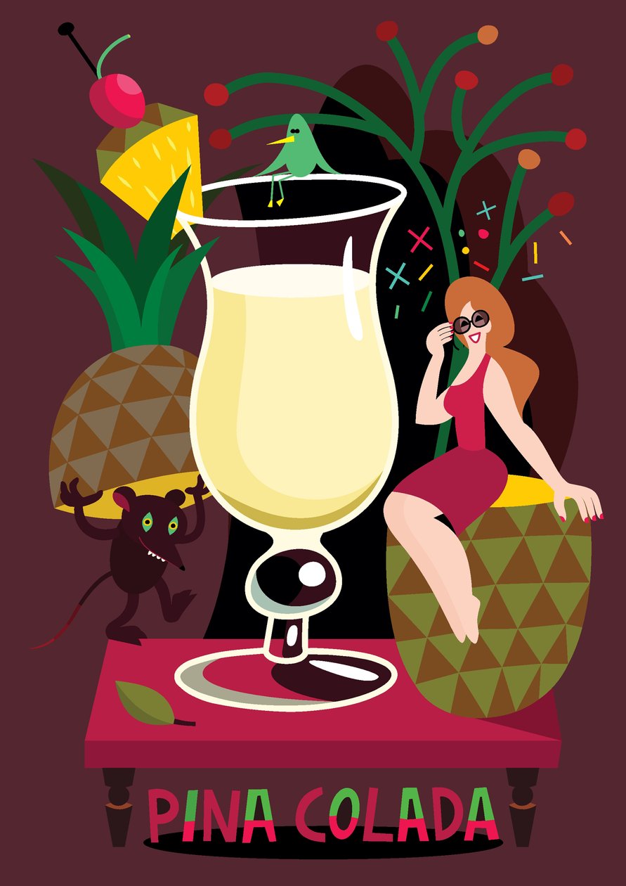 Pina Colada, 2017 (ilustracja wektorowa) autorstwa Yulia Drobova