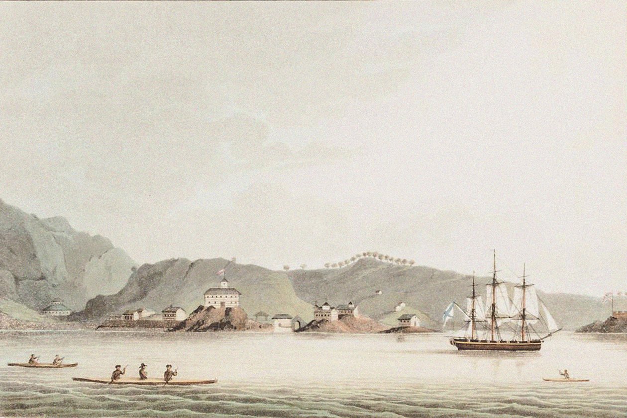 Ilustracja z Podróży dookoła świata w latach 1803-06 na statku Newa, 1814 r. autorstwa Yuri Fyodorovich Lisyansky