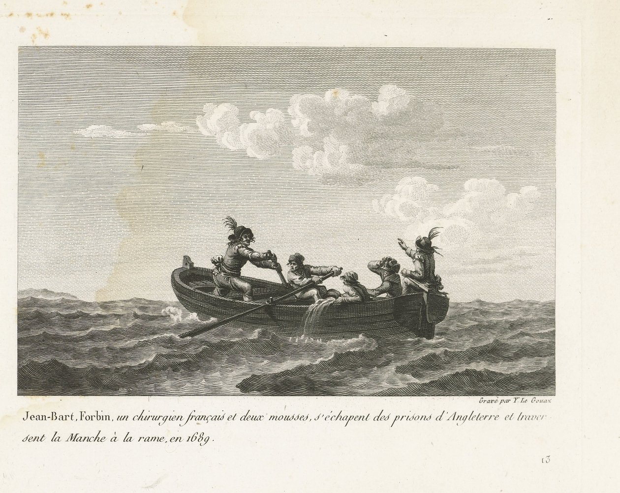 Jan Bart ucieka z angielskiego więzienia i przeprawia się przez kanał łodzią wiosłową, 1689 Jean-Bart, Forbin, un operation français et deux mouses s