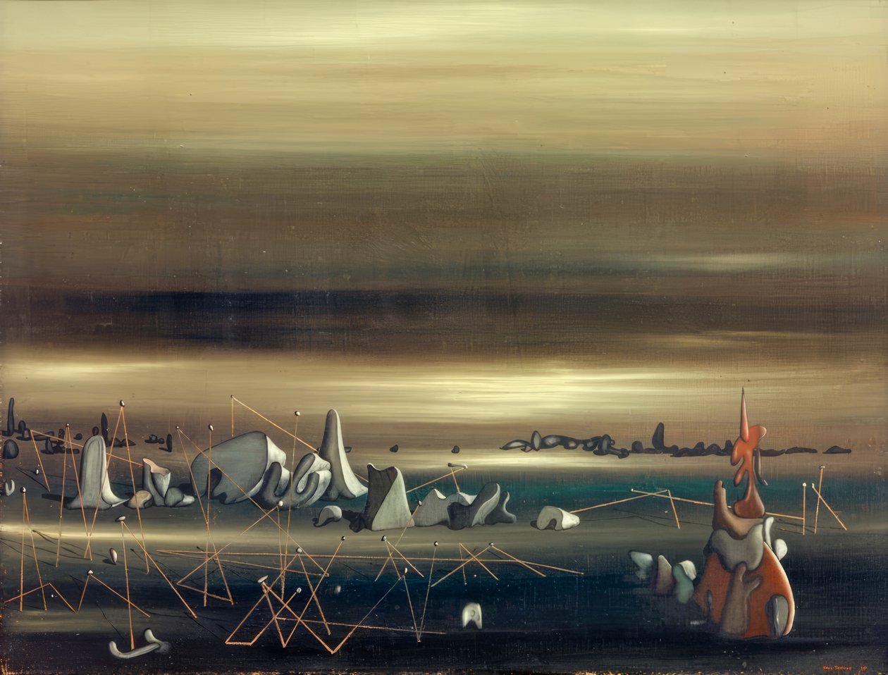 Miejsce spotkania równoległych linii autorstwa Yves Tanguy