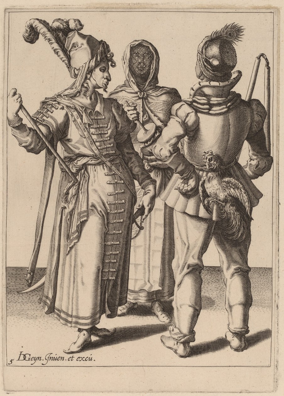 Grande, wieśniaczka i kobieta w welonie autorstwa Zacharias Dolendo after Jacques de Gheyn II
