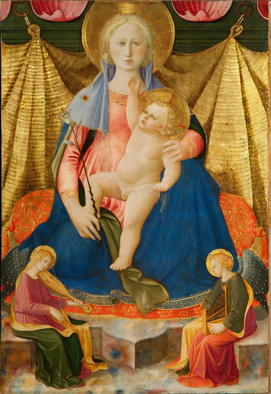 Madonna pokory z dwoma aniołami-muzykami autorstwa Zanobi Strozzi