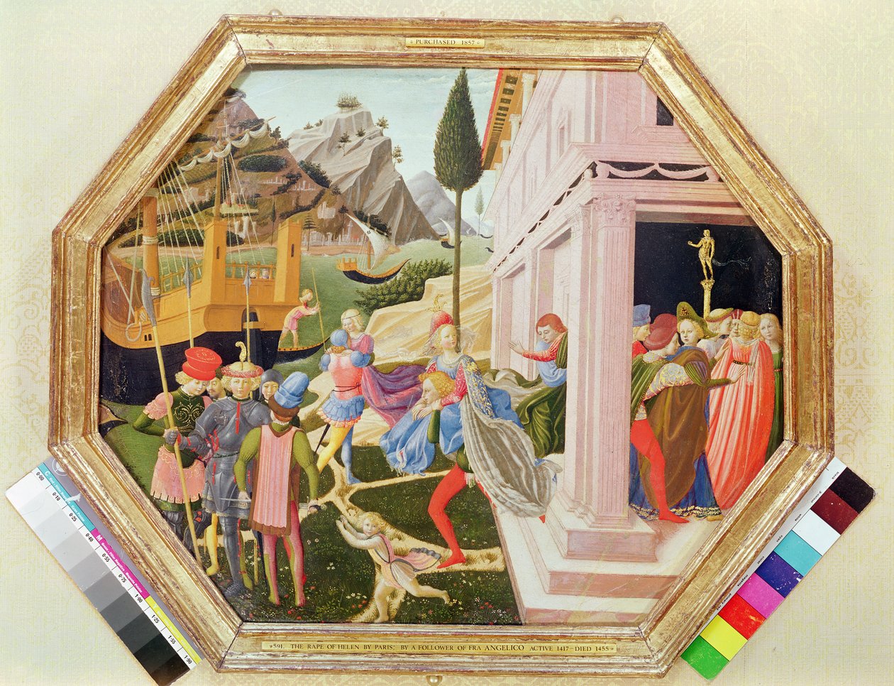 Porwanie Heleny, ok. 1450-5 (tempera jajeczna na drewnie) autorstwa Zanobi di Benedetto Strozzi