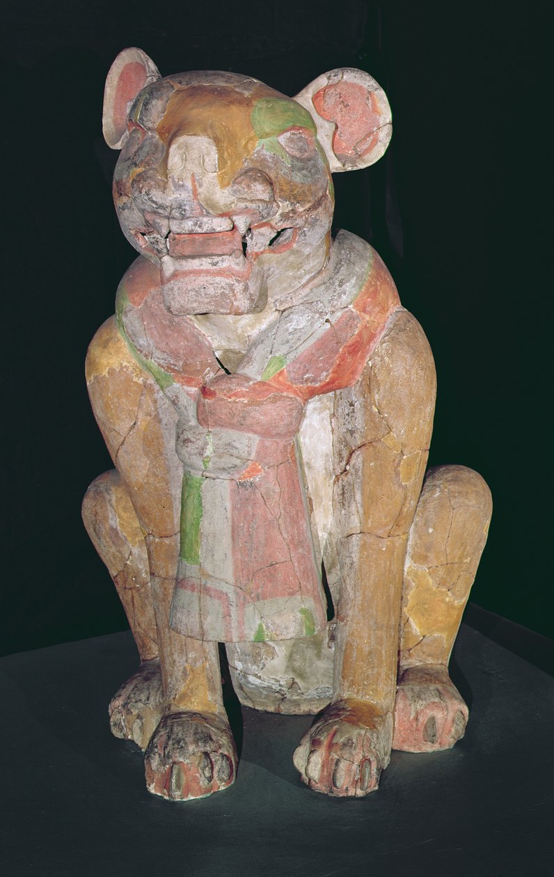 Urna przedstawiająca jaguara, Monte Alban, Oaxaca, okres II (ceramika) autorstwa Zapotec