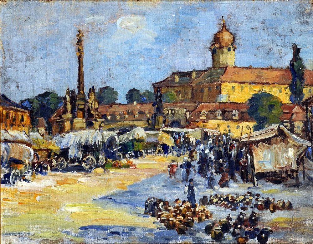 Rynek z figurami autorstwa Zdenka Braunerova