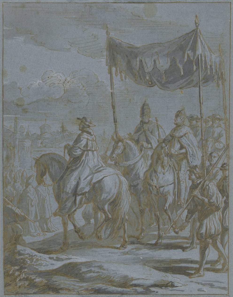 Wejście procesji cesarza i papieża do miasta autorstwa Zeger Jacob van Helmont