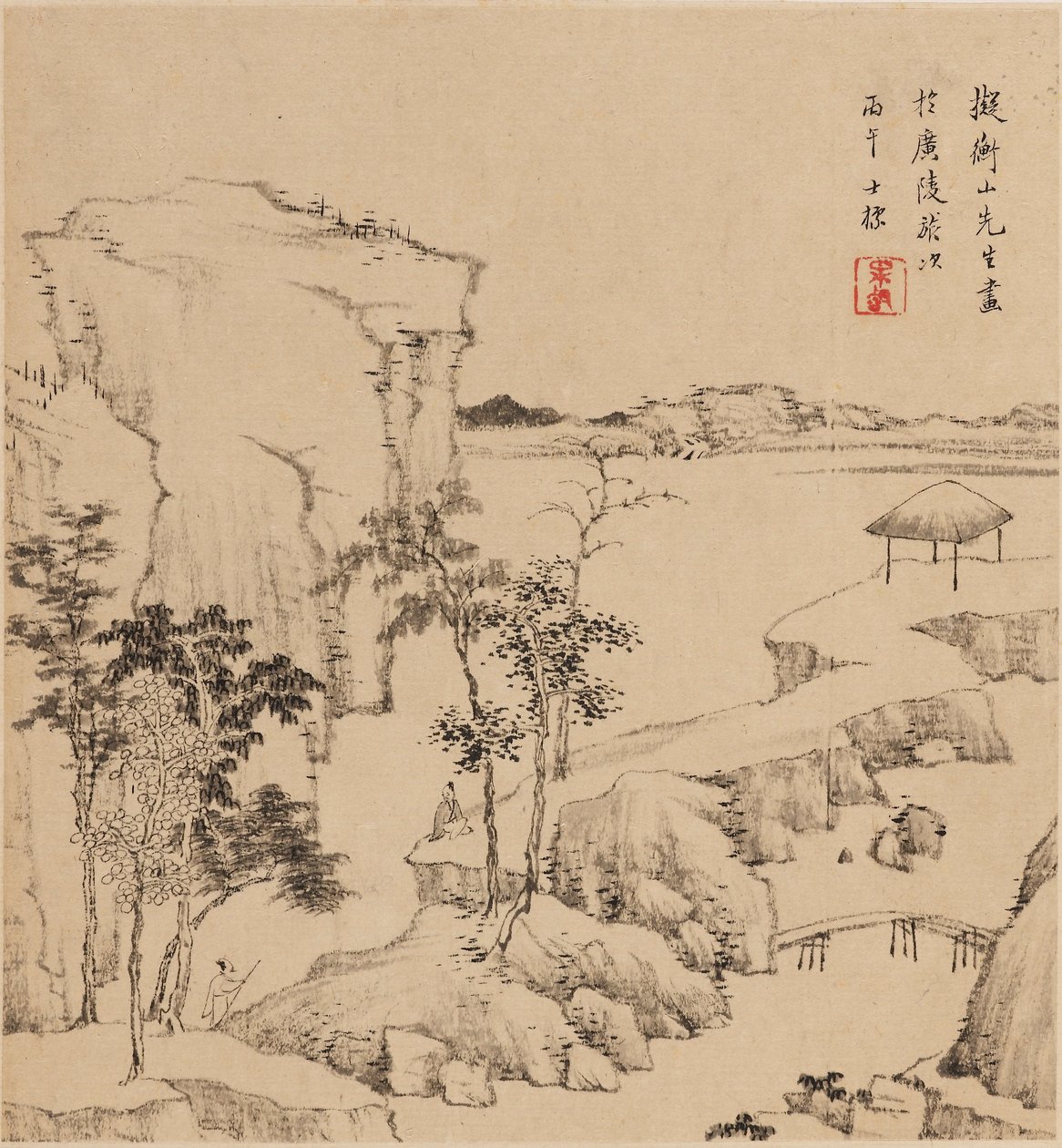 Krajobraz rzeki, 1666 autorstwa Zha Shibiao