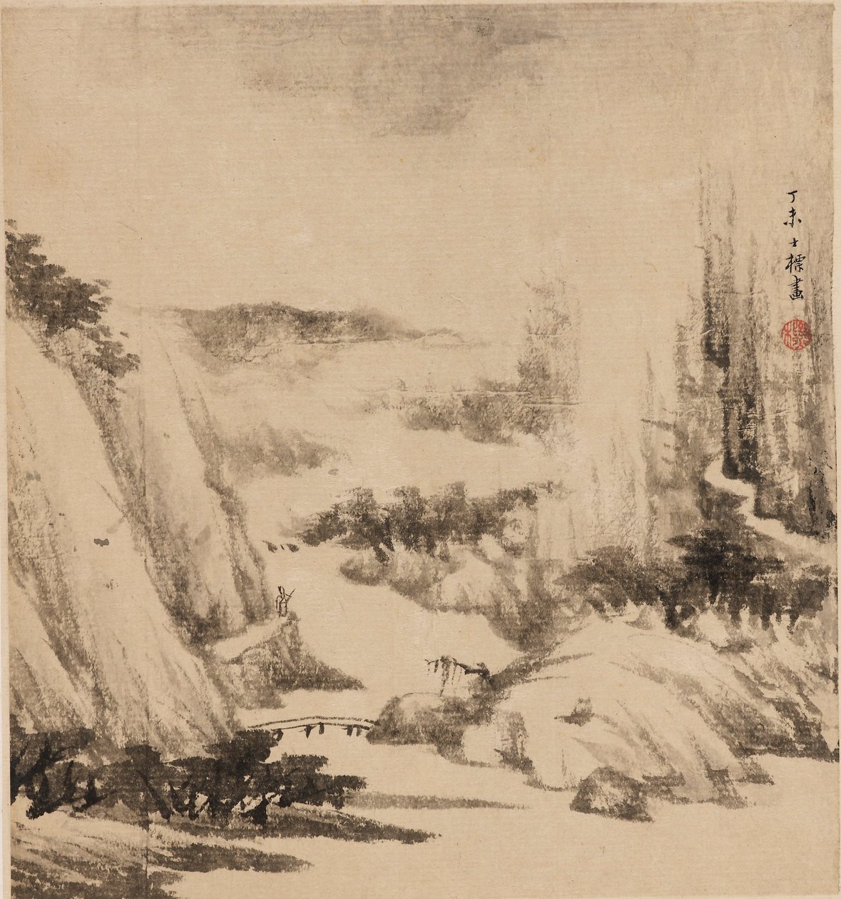 Krajobraz rzeki, 1667 autorstwa Zha Shibiao