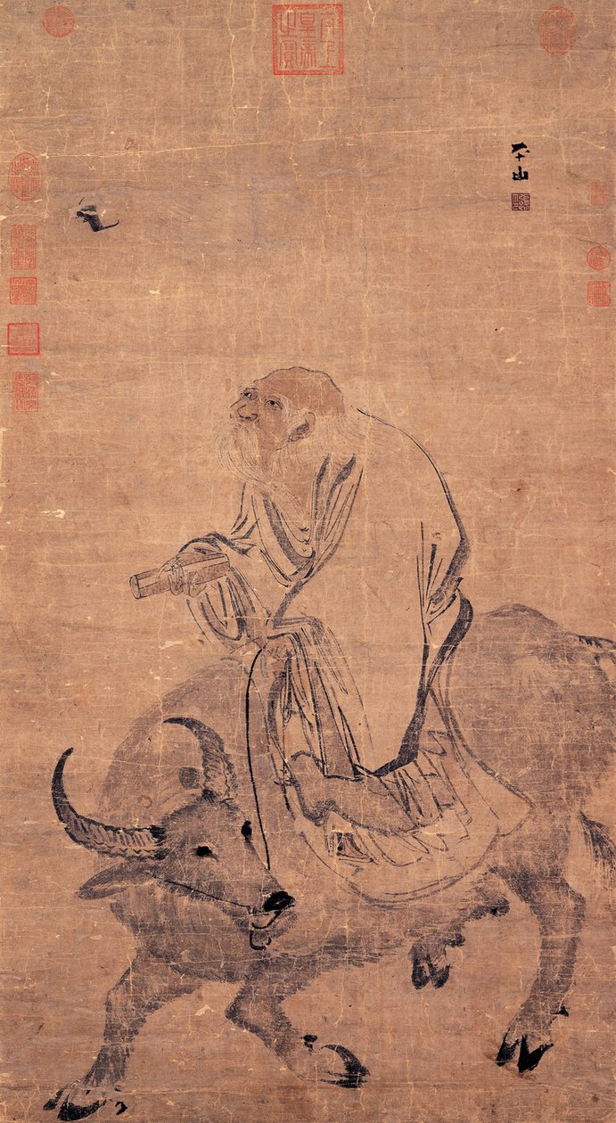 Laozi jadący na wołu, między 1368 a 1644 r. autorstwa Zhang Lu