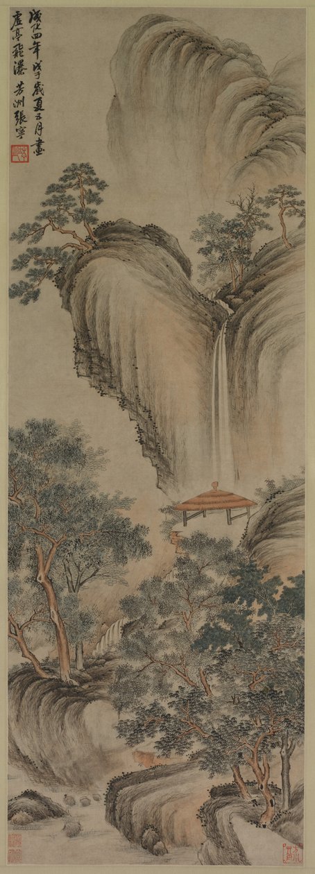Pusta altana i szybki wodospad, 1468. autorstwa Zhang Ning