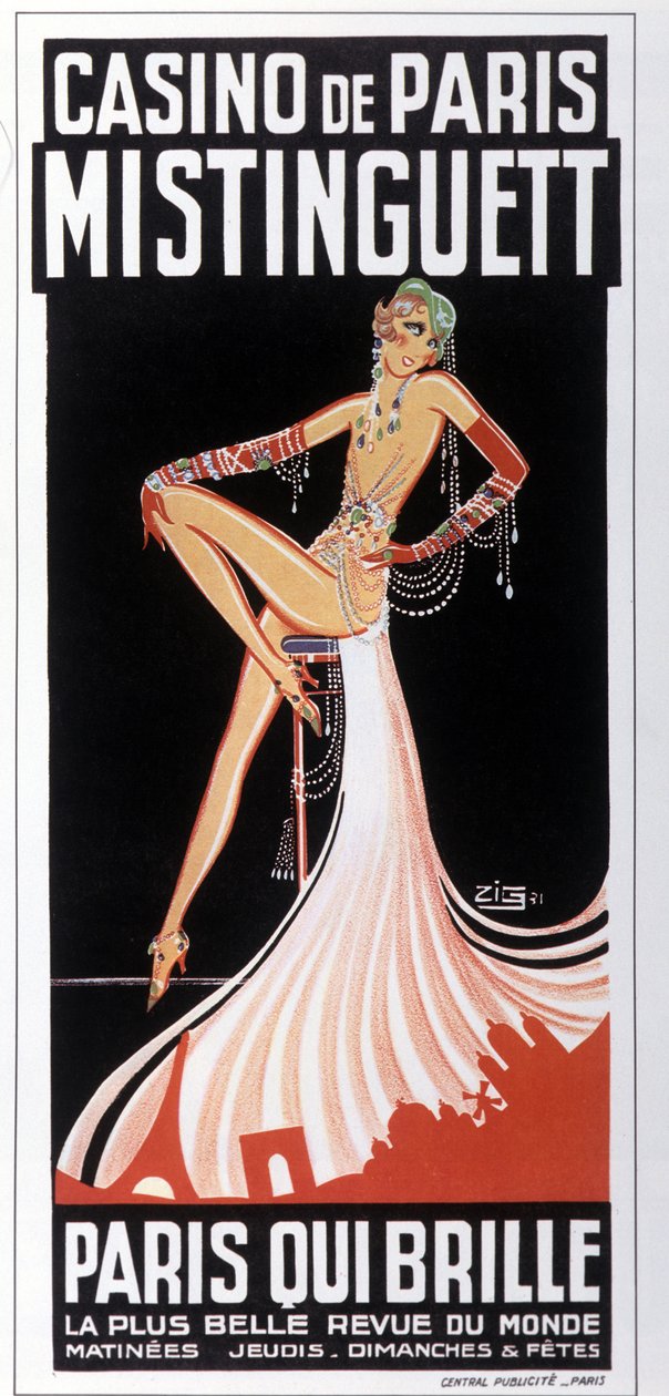 Plakat z Mistinguett (Mistinguette) w Casino de Paris autorstwa Zig. 1931.DR autorstwa Zig