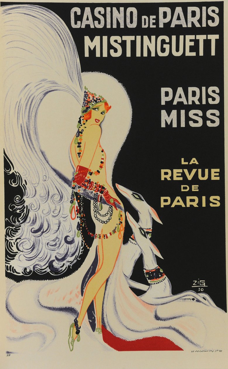 Kasyno w Paryżu. Mistinguetta. Miss Paryża, 1930. autorstwa Zig