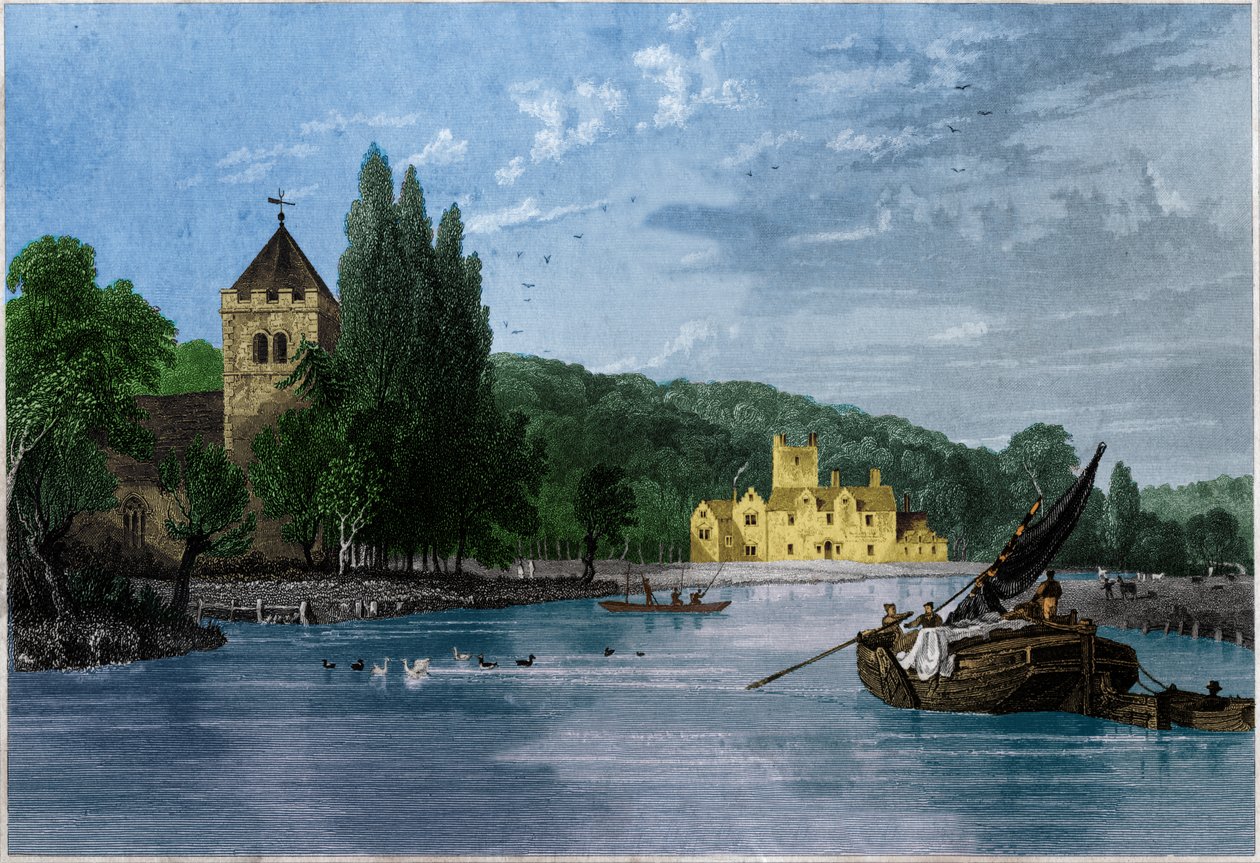 Opactwo Bisham, Komenda Templariuszy, hrabia Berkshire. ok. 1850 (Grawerowanie) autorstwa . .