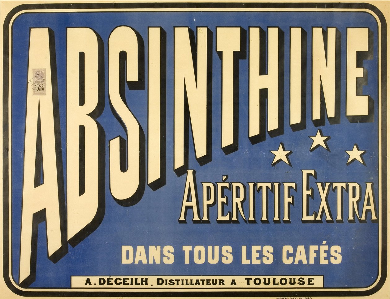 Plakat na dodatkowy aperitif absinthine, we wszystkich kawiarniach autorstwa Frederick (attr. to) Barnard