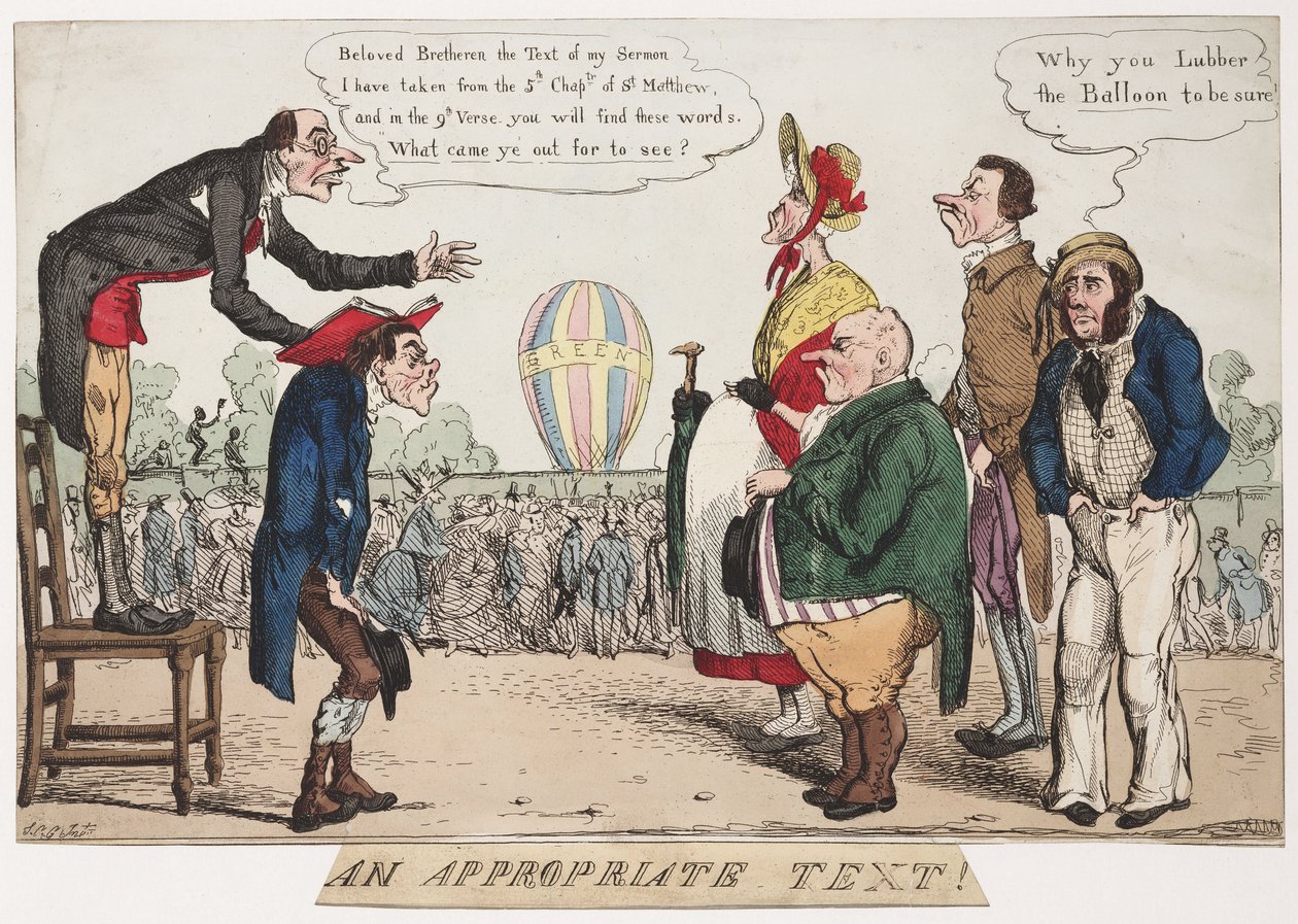 „Właściwy tekst!”, satyryczny szkic balonowy, ok. 1842 r. autorstwa Frederick (attr. to) Barnard
