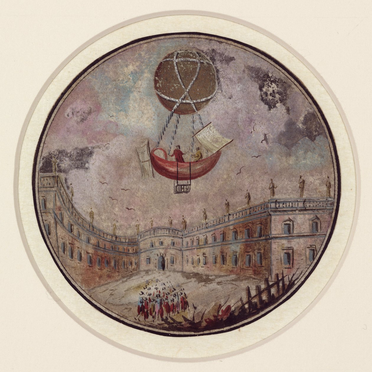 Wczesna katastrofa balonowa, ok. 1785 autorstwa Frederick (attr. to) Barnard