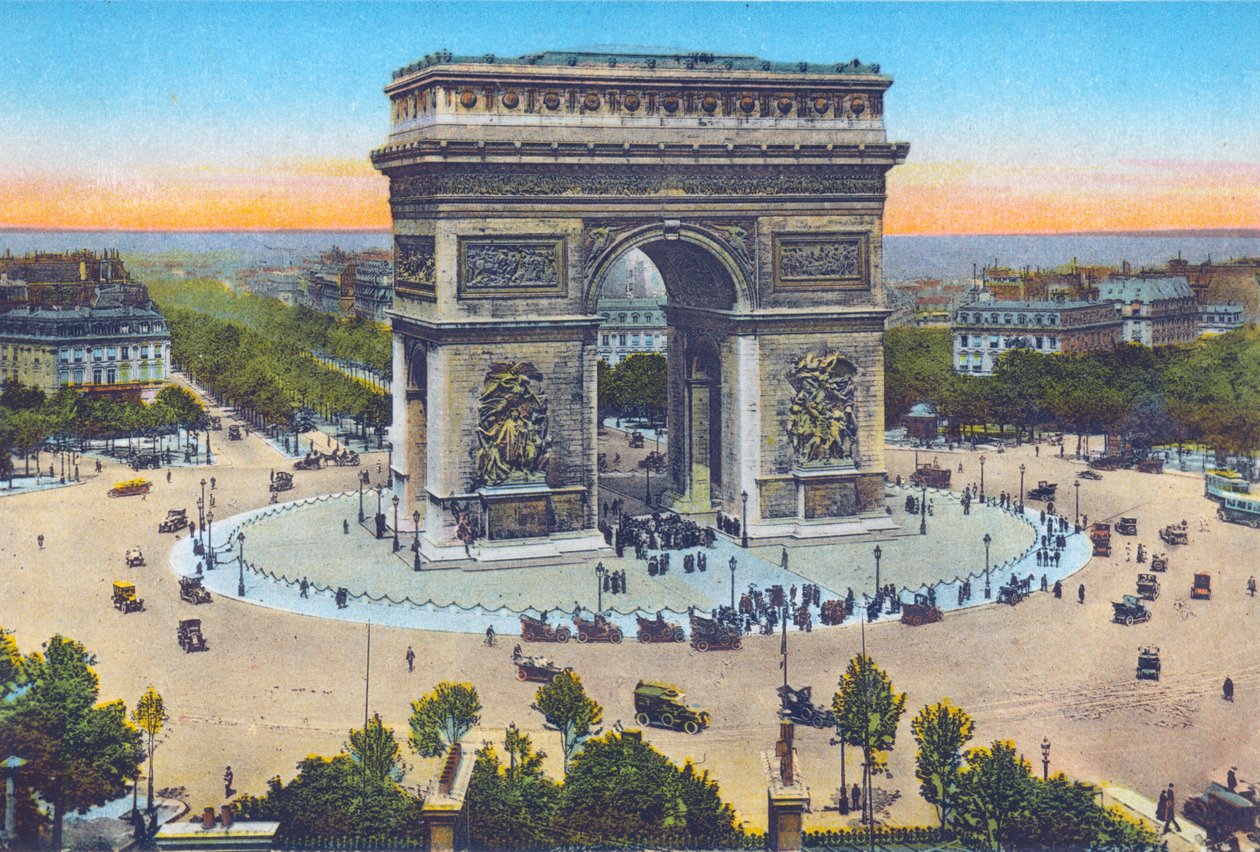 Łuk Triumfalny, z „Souvenirs De Paris – Zabytki widziane w kolorach” (kolor lito) autorstwa Hippolyte Lalaise Devéria