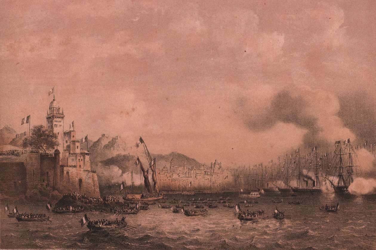 Przybycie cesarza Napoleona III do Genui, Liguria autorstwa William Walcutt
