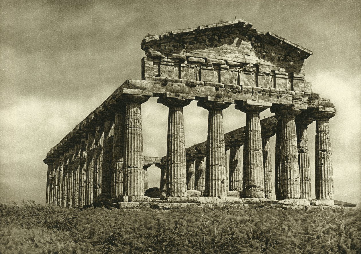 Świątynia Ceres w Paestum, zbudowana w 500 rpne autorstwa Ferdinand Georg Waldmuller